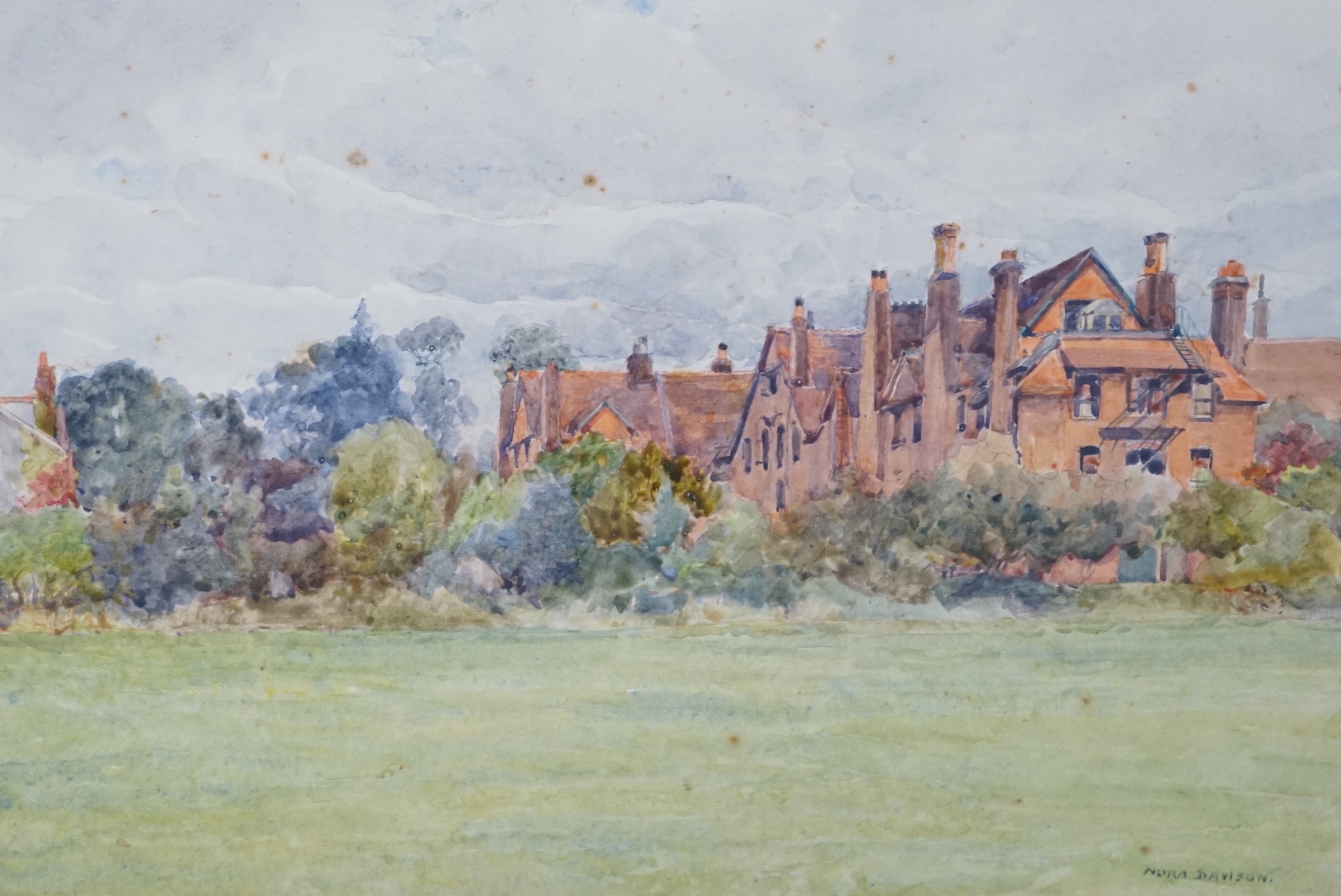 Nora Davison, (fl.1881-1905), watercolour, Eton College, Cotton Hall House, signed, mounted, unframed, 17 x 26cm